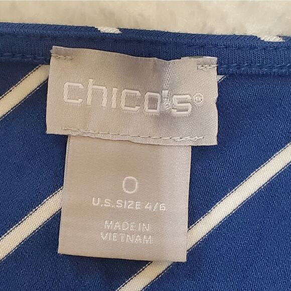 Chico's Blue & White Spliced-Stripe A-Line Dress, Chico's Size 0 - US Small 4/6 - Picture 2 of 7